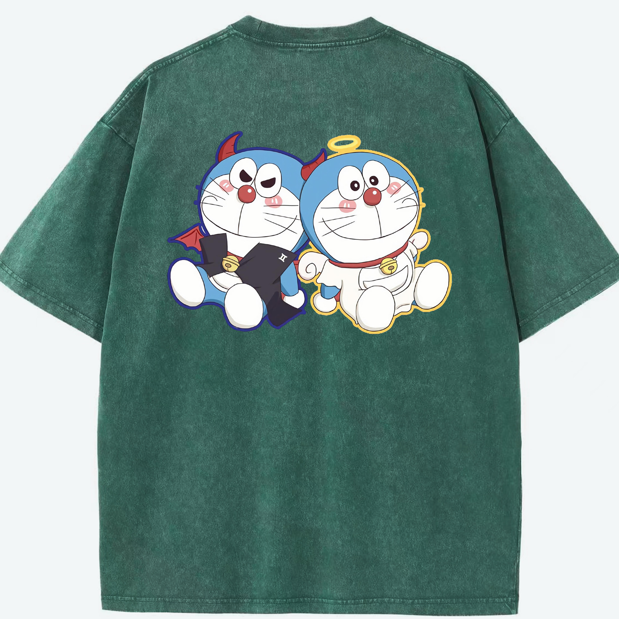 （画像用） ドラえもん Doraemon 綿100% ヴィンテージ風 半袖Tシャツ（背面プリント）